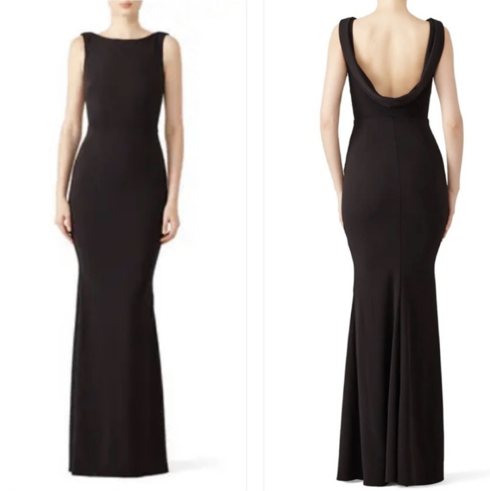 Vionnet Black Cowl Back Sleeveless Maxi Formal Evening Gown Dress Size 2